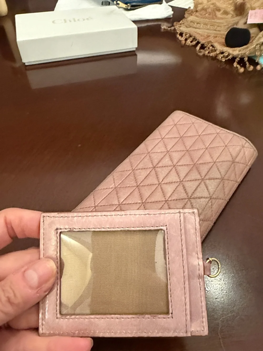 Prada Quilted Blush Pink Wallet with ID Holder worn! - Picture 12 of 14